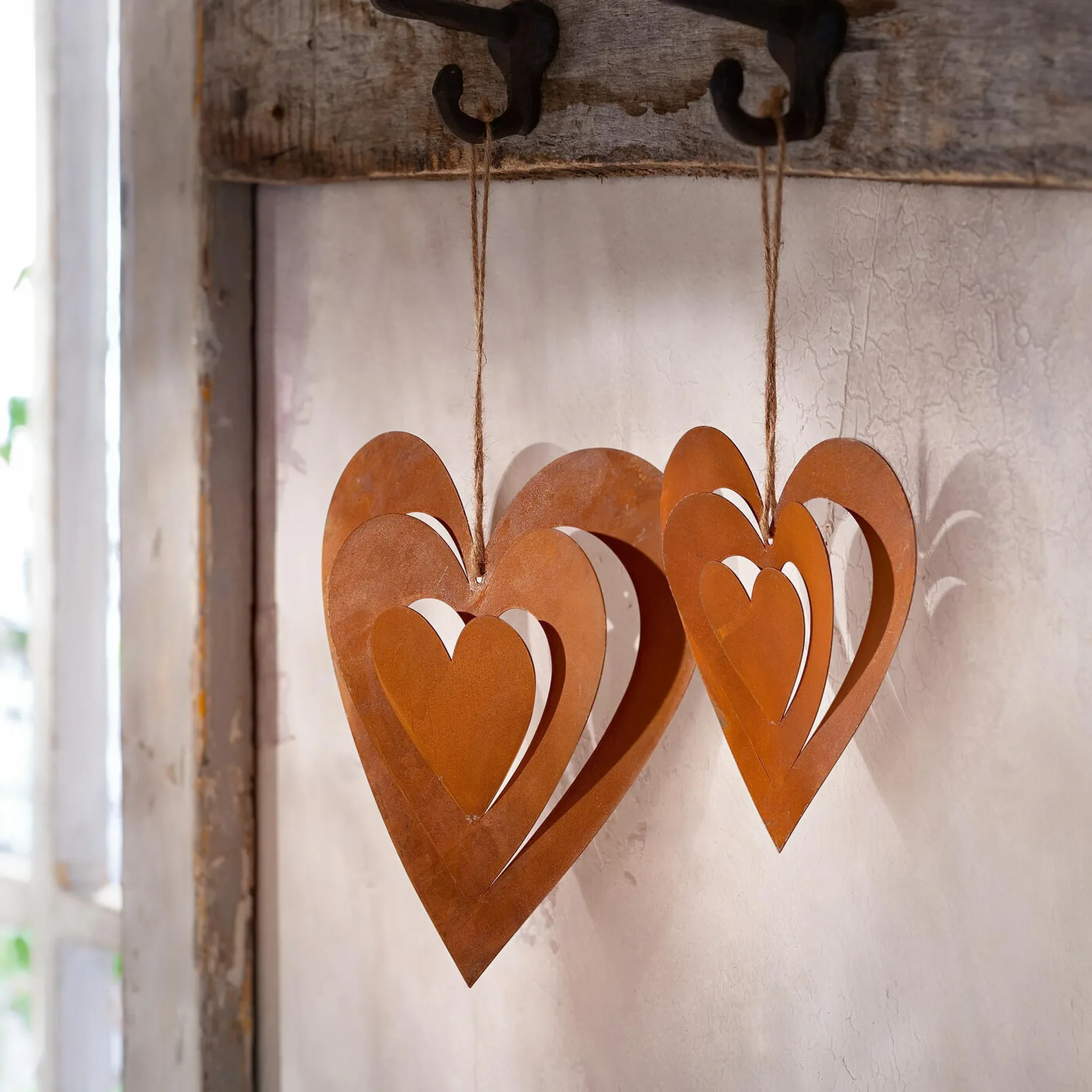 Deko-Hänger Herz „Rostliebe“ – 2er-Set